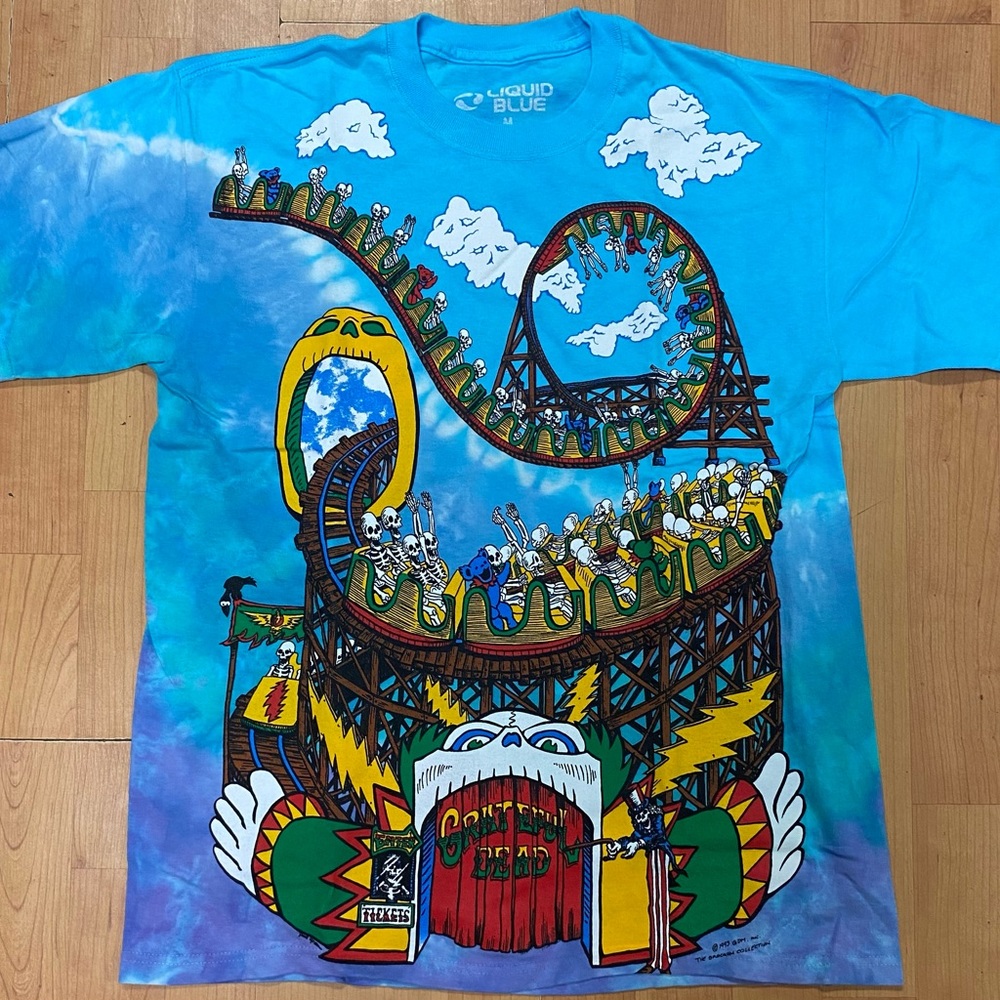 Grateful Dead Amusement Rollercoaster Men’s Tie Dye Shirt Available in M to 2XL